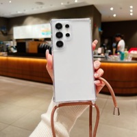 Étui transparent antichoc avec cordon tour de cou pour Samsung Galaxy S25 S24 Ultra S23 S22 Plus S20 S21 FE