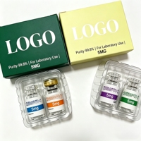 Étiquettes personnalisées pour flacons de peptides avec boîte, étanches, hologramme argenté, boîte magnétique de présentation pour flacon de 3 ml pour soins de la peau, OEM personnalisé