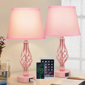 卧室台灯触摸床头床头柜灯，带USB C型端口，客厅客房3路可调光台灯