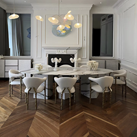 Bon tissu en lin de coton rétro avec cadre en laiton coulée chaise de salle à manger en cuivre doré de luxe pour la maison Villa Mansion