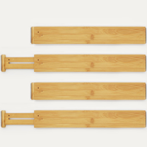 Contenedores de almacenamiento de bambú ajustables al mejor precio, divisores de cajón extensibles para vajilla, ropa, zapatos, herramientas, joyería - Product Image 1