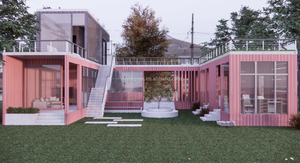 Maison de cabine en acier préfabriquée de luxe moderne Maisons en conteneur de haute qualité Caractéristique imperméable <span class=keywords><strong>Villa</strong></span> populaire Maison en conteneur <span class=keywords><strong>rose</strong></span> - Product Image 3