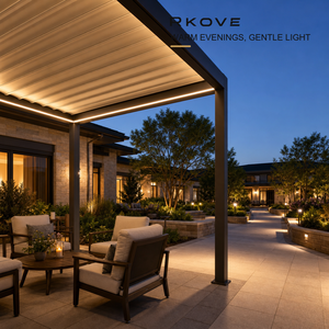Pérgola de Jardín Accesible de 4x4m con Techo de Láminas de Aluminio, Pérgola Independiente con Iluminación LED Cálida Integrada - Product Image 1