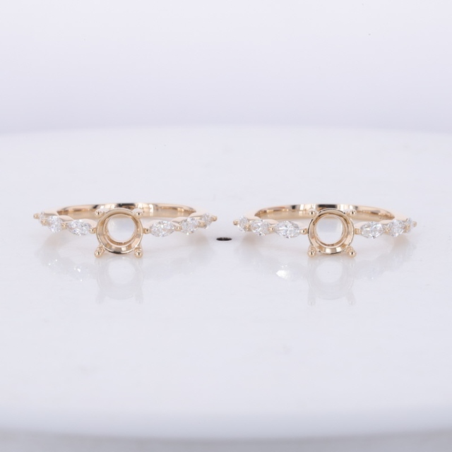 Starsgem 14k Yellow Gold Ring DEF VVS Fancy Shape Moissanite Semi Mount Ring Blank 14kt Gold