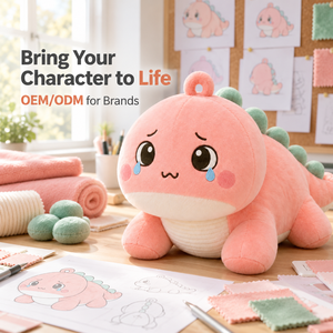Peluche Personalizzato <span class=keywords><strong>Dinosauro</strong></span> <span class=keywords><strong>Rosa</strong></span> con Faccia Ricamata a Goccioline, Punte Posteriori Attaccate e Servizio di Design su Misura - Product Image 5