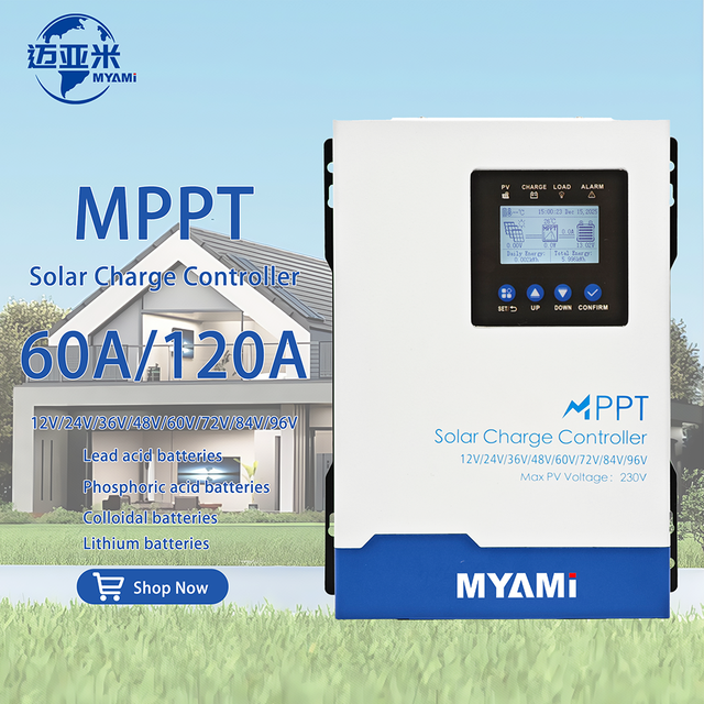MYAMi New Arrival Solar Panel Charge Regulator Auto 12v 24v 36v 48v MPPT Solar Charger Controller 60amp 100amp 12V-96V for Home