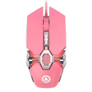 G7 Pink Cute Gaming Mouse con cable Mute USB Mouse Soporte macros Glow Gamer Ratones Ratón de computadora para niña