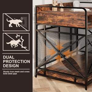 Vente directe d'usine Design moderne multifonction 43 pouces 3 en 1 bois et métal <span class=keywords><strong>Cages</strong></span> intérieures pour animaux de compagnie avec tiroirs pour chiens Salon - Product Image 5