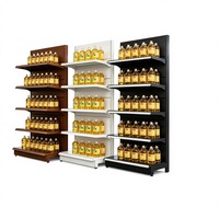 Étagère Gondole en Fer pour Papeterie, Librairie, Pharmacie, 6 Niveaux Ajustables, Capacité 100 kg, Noir et Blanc, Présentoir de Détail
