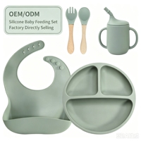 Ensemble de vaisselle pour bébé en silicone sans BPA, compatible lave-vaisselle, assiette pour enfants avec ventouse puissante