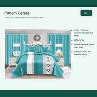 Ensemble de draps de lit 6 pièces personnalisable en coton lavé, motif géométrique turquoise, 200 fils, pour chambre d'hôtes