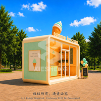 Kiosque de vente ambulante modulaire préfabriqué Apple Cabin pour la vente de glaces et desserts en plein air, avec comptoir de service