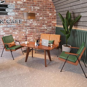 Ensemble de meubles de cafétéria en bois massif de <span class=keywords><strong>haute</strong></span> qualité pour restaurants commerciaux et desserts <span class=keywords><strong>Fauteuil</strong></span> et <span class=keywords><strong>table</strong></span> en cuir personnalisés - Product Image 2