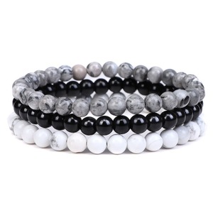 Nouveauté 3 pièces/ensemble 4 6 8MM pierre naturelle Yoga Bracelet en perles pour hommes ami cadeau bijoux à breloques Bracelet empilable multicouche - Product Image 5