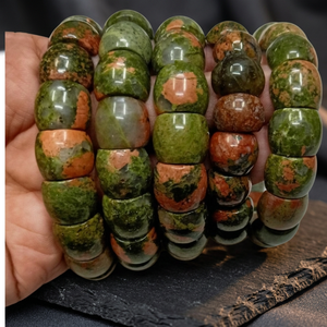กำไลข้อมือหินเลือดธรรมชาติหยกคริสตัลรูปแบบแกะสลักสำหรับผู้ชายและผู้หญิง - Product Image 2