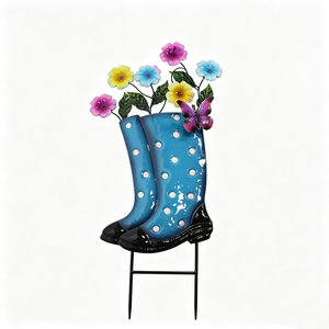 Piquet décoratif en métal 3D pour bottes <span class=keywords><strong>de</strong></span> <span class=keywords><strong>pluie</strong></span>, motifs fleurs et papillons colorés, pour décoration extérieure <span class=keywords><strong>de</strong></span> jardin - Product Image 1