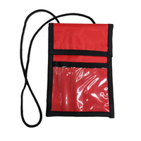 Tempat paspor dengan tali leher, logo cetak kustom bahan poliester nilon untuk paspor dengan tali Lanyard kecil