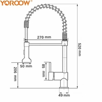 Robinet de cuisine monocommande thermostatique Yoroow au design moderne, corps en zinc, avec douchette extractible et cartouche céramique, pour hôtel
