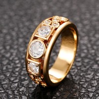 Geometrisches Design im Vintage-Stil Zirkonia-Breitband ringe für neue trend ige vergoldete CZ-Modeschmuck ringe für MenGJZ0184