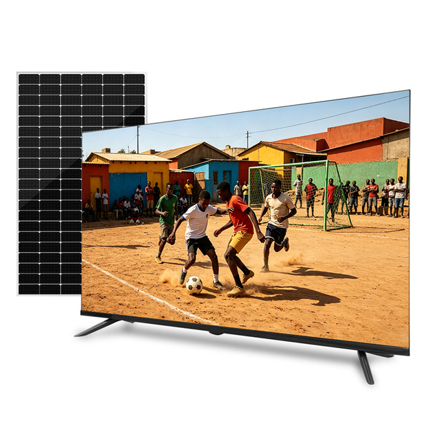Wholesale DC TV LED TV 32 43 Inch 4K UHD Full HD A+ Grade Glass Android Google WiFi OEM ODM CKD SKD Solar Television for Africa