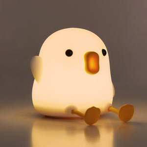 Lampe de chevet en silicone en forme de canard, lumière LED blanche chaude, rechargeable par USB, commande tactile, pour chambre de bébé QV 07 - Product Image 2