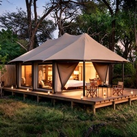 Tente de camping de luxe à trois sommets en acier avec salle de bain pour safari, Airbnb, hôtel