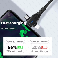 Câble de charge rapide USB multifonction LED 120W Type C 3 en 1, câble de données universel pour téléphone portable, câble de charge Type-C/Android