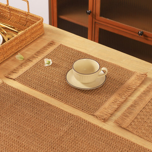 Nouveau style 2025 – Set de <span class=keywords><strong>table</strong></span> en <span class=keywords><strong>papier</strong></span> tressé avec pompons, résistant à la chaleur, biodégradable, décoratif pour <span class=keywords><strong>table</strong></span> basse – Livraison directe disponible - Product Image 3