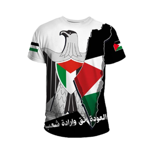 T-shirt de sport unique pour homme Aigle de Palestine 220g en polyester tricoté, anti-humidité, haute performance, manches courtes personnalisables - Product Image 4