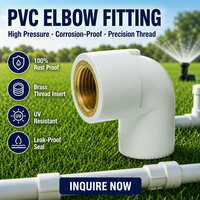 Coude femelle 90° en PVC avec insert en laiton, raccord de tuyauterie anti-corrosion pour l'irrigation, la plomberie et l'aquaculture, vente en gros OEM