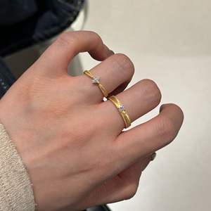 Bague Wenchi en argent pur 925 plaqué or 14 carats, diamant unique brossé antique, cercle uni, rhodié, luxe léger, polyvalente, exquise, unique - Product Image 2