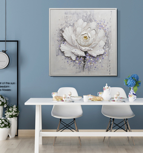 Handmade tím hoa tường nghệ thuật vẽ tay sơn dầu trên laser cắt Board in kết cấu tác phẩm nghệ thuật - Product Image 6