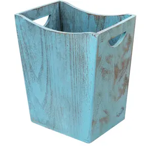 custom Wood Trash Can Rustic Farmhouse Style Wastebasket Bin with Handle for Living Room Bedroom Bathroom Kitchen Office