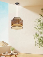 Lustre Moderne Design Bambou Tissage Art Classique Salon de Thé pour Restaurant Décoration Salon Moyen Suspension
