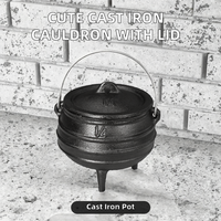 Mini chaudron en fonte noir personnalisable pour la cuisine, les aliments et les pique-niques, fabrication OEM