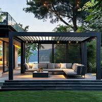 Pergola bioclimatique intelligente en aluminium motorisée, auvent imperméable et durable pour jardin, patio et cour arrière