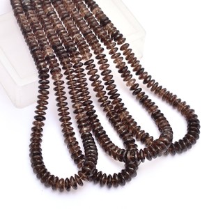 AAA cuarzo ahumado marrón 6mm-9mm disco platillo neumático facetado cuenta piedra preciosa semipreciosa Natural corte alemán Rondelle cuentas para joyería - Product Image 4