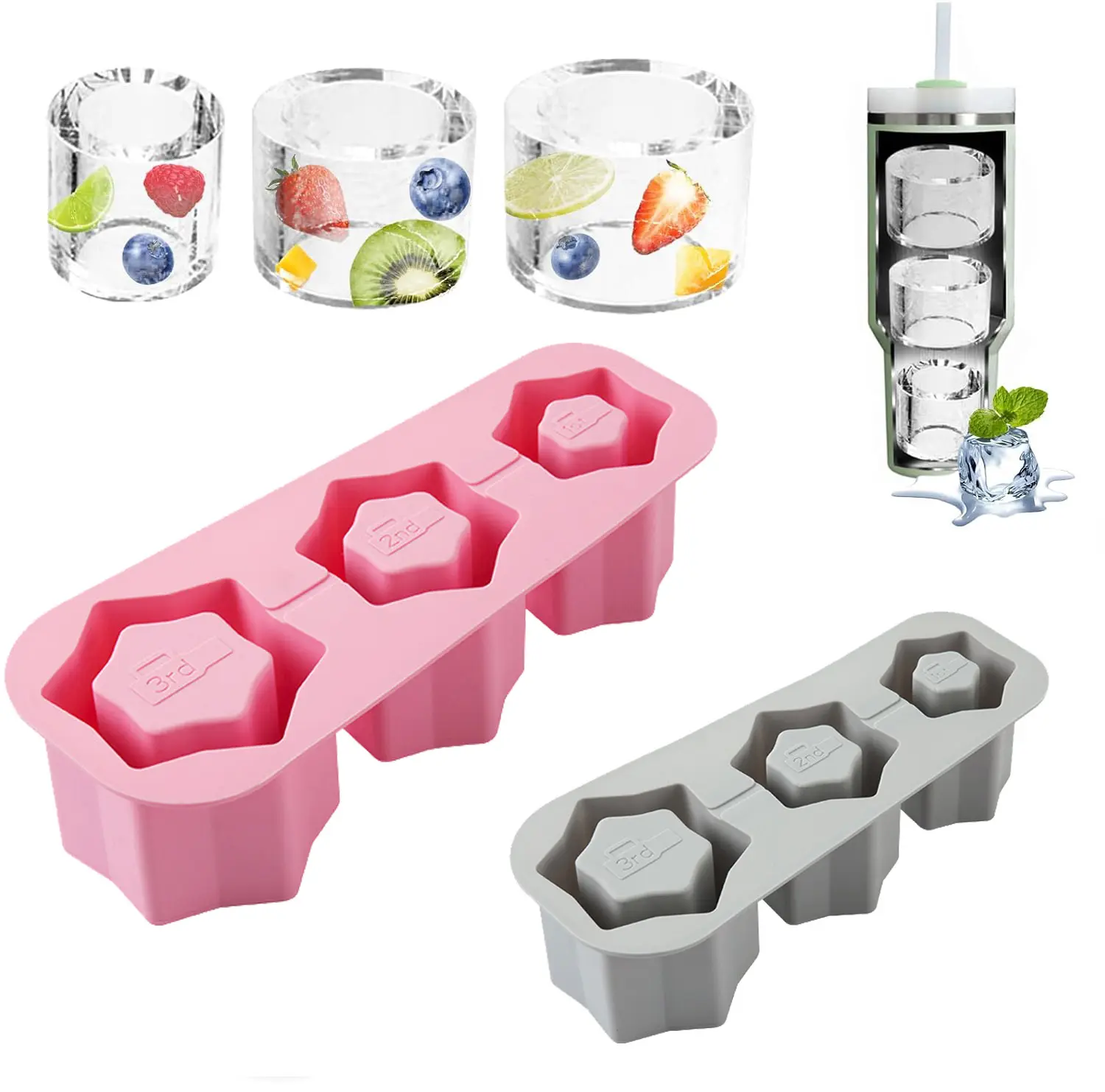 Early Riser Tcamp Ice Cube Tray for Tumbler Cup Silicone Ice Cube Molds for Chilling Drinks Easy Fill and Release Ice Maker