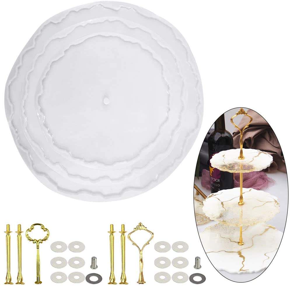 Tier Silicone Resin Cake Stand Molds with Sets Tray Support Irregular  Pallet Mold for Making Cake Stand Dessert Tower