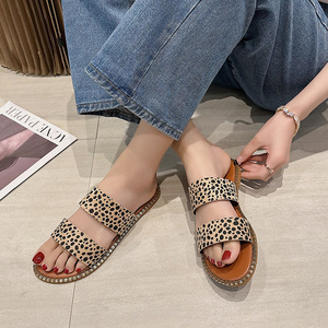 ashion Plus Size <b>Leopard</b> Print Sandals Womens Summer Flat Breathable <b>Slippers</b> Beach Casual231 231 - Product Image 2