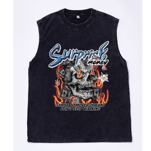 Chaleco Oversize Lavado con Gráfico de <span class=keywords><strong>Castillo</strong></span> Oscuro, Luna y Brújula, Estilo Retro Gótico Streetwear, con Texto 'Dawn Light', Top Hip Hop para <span class=keywords><strong>Hombre</strong></span>, Almacén de EE. UU. - Product Image 5