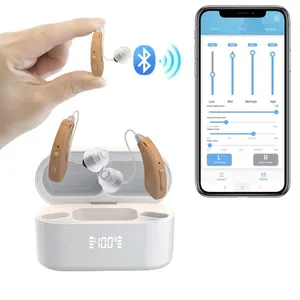 Blue tooth Hearing Aids para Idosos Amplificador Auditivo Digital recarregável com Smart App Control