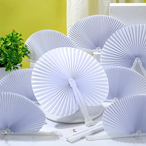 พัดพับรูปหัวใจ DIY สำหรับระบายสี ตกแต่งงานวันเกิด งานแต่งงาน พัดกระดาษถือมือพร้อมด้ามจับพลาสติก - Product Image 4
