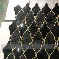 Tuiles de mosaïque en marbre noir et or de luxe, faciles à nettoyer, prix d'usine, vente chaude en Chine, pour carrelage de cuisine, vente en gros