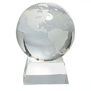 Globo Terráqueo de Cristal Tallado al por Mayor con Garantía HDW, Base de Cristal con Logotipo Personalizado, Caja de Regalo, Decoración de Escritorio de Oficina - Product Image 2