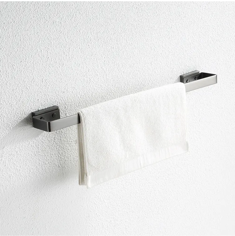 Suporte de toalha preto para banheiro, de alta qualidade, cabide de parede, toalha, barra única