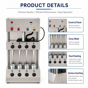 Set Macchina per Coni Gelato Croccanti in Acciaio Inossidabile, Macchina per Coni Pizza, Formatrice per Pasta Sfoglia, Macchina per Coni Pizza - Product Image 3