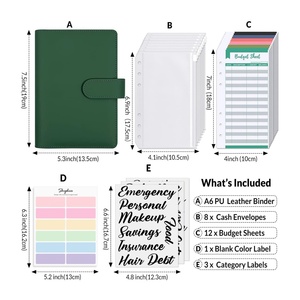 Portafoglio in Pelle con 6 Anelli A6, Buste per Contanti, Pianificatore di Budget Personalizzato, Libro per Risparmiare Denaro per Donne - Product Image 3
