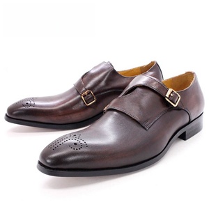 Zapatos de cuero de negocios formales negros Cordones de estilo monje para hombres Zapatos casuales de hombre Zapatos de vestir de fiesta de moda - Product Image 2