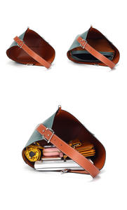 Bolsos de Mano de Cuero Genuino de Gran Capacidad para Mujer, Bolsos Tipo Cubo con Diseño Exclusivo y Estilo Moderno - Product Image 6